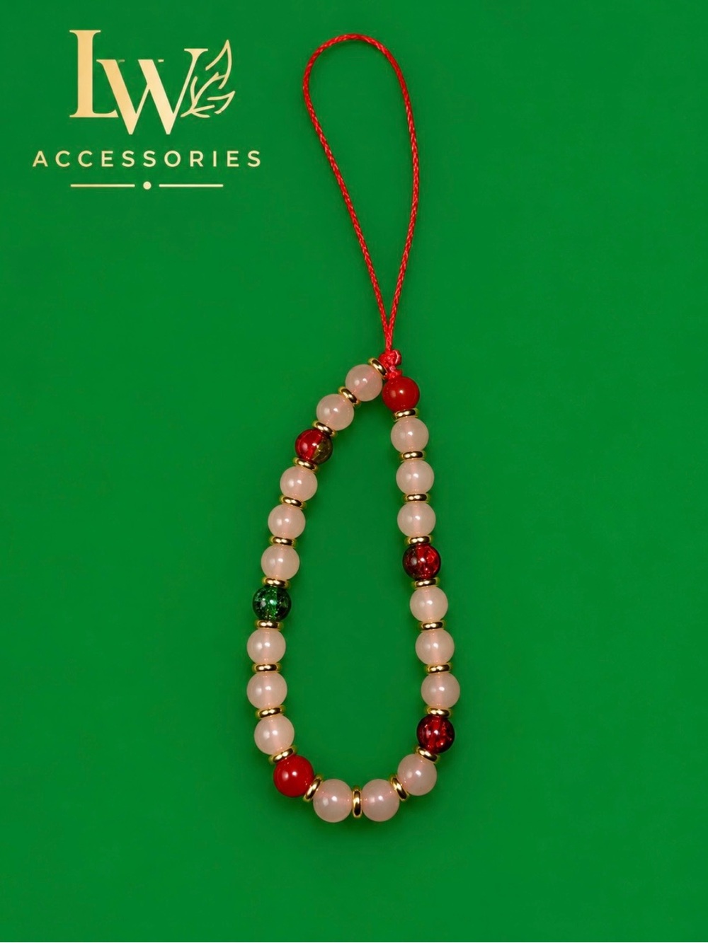 Hand Crafted Red and light Pink Phone Charm